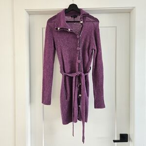 Peppe Peluso Purple Women's Cardigan Sweater Wool Mohair Blend